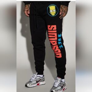 NWOT Fleece Lined Simpsons Black Joggers with Bart Graphic